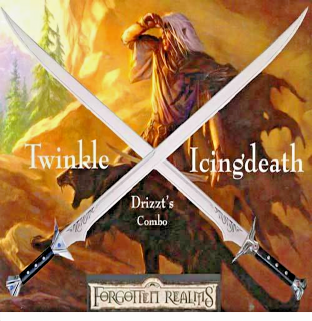 Drizzt Do'Urden Scimitar Sword Set Twinkle & Icingdeath Steel Forgotten Realms