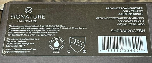 Signature Hardware Provincetown Shower Faucet Trim Kit SHPR8020GZBN - Picture 5 of 6