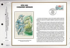 3103++FEUILLET CEF SUR  SOIE 1er JOUR 1997 FETE DES CORSAIRES BASQUES