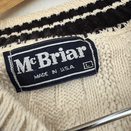 Vintage McBriar V-Neck Cable Knit Sweater Size Large Made In USA - Picture 6 of 9
