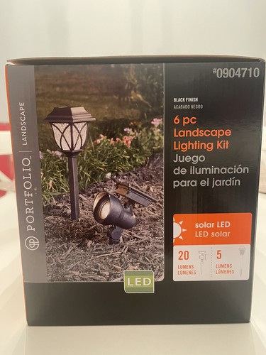 Portfolio Landscape 6 Pc Solar Path & Flood Light Kit. 5 Lumens Color Black - Picture 2 of 5