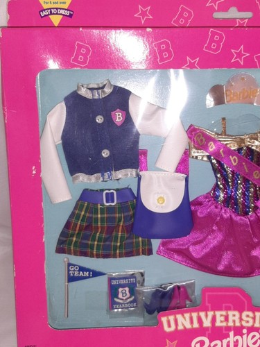 NEW 1998 Barbie University Fashions Graduation Lettermen Dress Vintage Blue Set - Picture 2 of 15