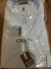 Chaps Shirt XXXL Blue classic fit wrinkle free long sleeve