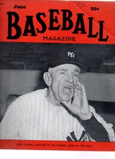 Baseball Magazine - June 1951 Joe Garagiola  Casey Stengel Very Good
