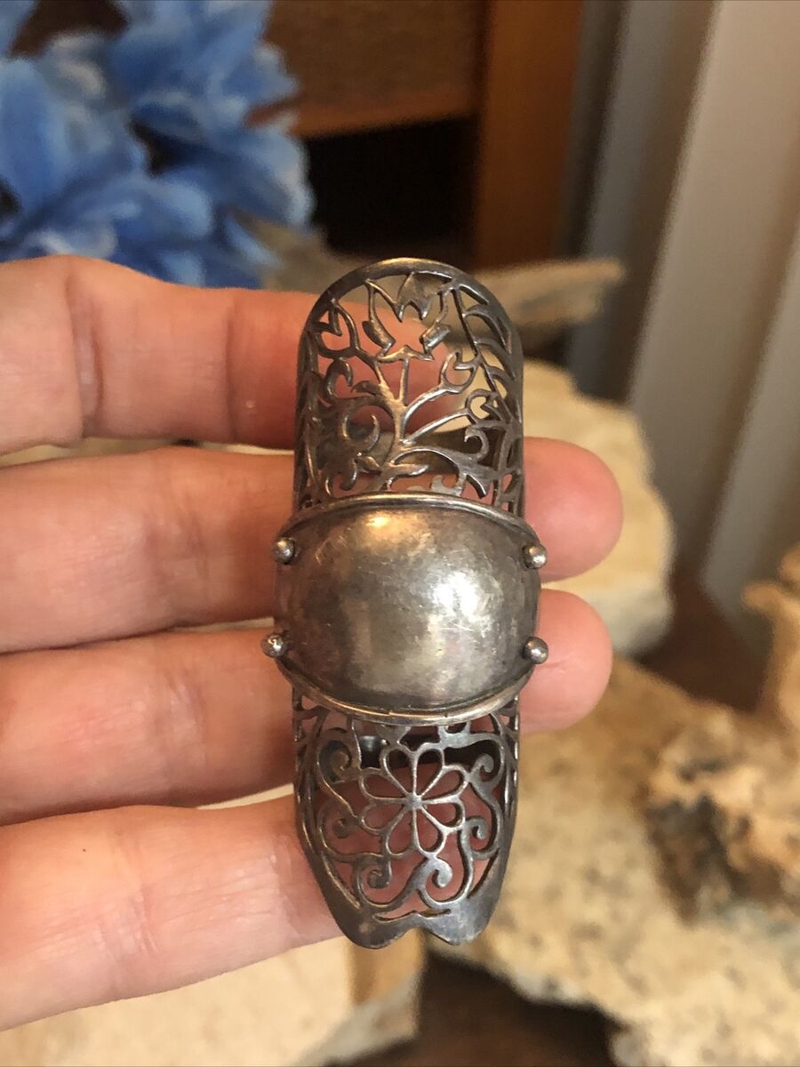 Vintage 925 Sterling Silver Armor Hinged Knuckle Biker Three Ring 24.4g, 9.75s Vintage 925 Sterling Silver Armor Hinged Knuckle Biker Three Ring 24.4g, 9.75s