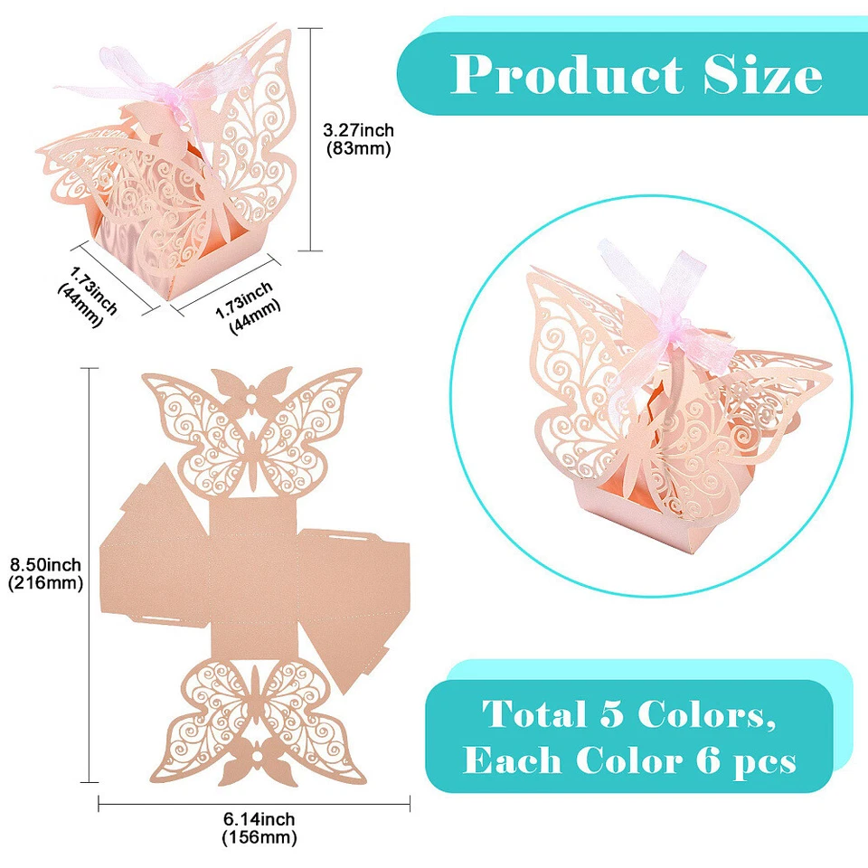 30x Cajas de Embalaje de Regalo de Caramelos de Papel Mariposa Caja de Almacenamiento Plegable Foto 2 de 4