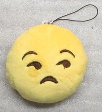 Emoji 3 in SAD Emoticon FROWNING Soft Cloth Yellow KEY CHAIN Keychain NEW