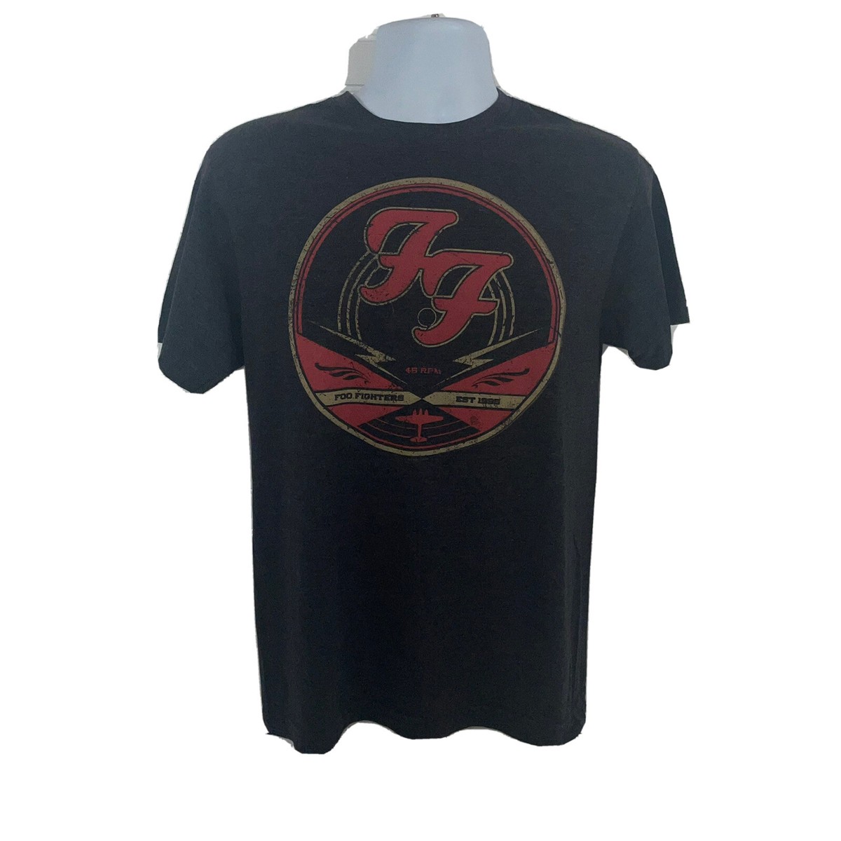 Foo Fighters FF 45 RPM Record Logo T Shirt Dark Gray by FEA