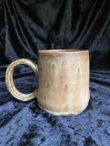 Handmade Studio Art Pottery Coffee Mug Cup, Brown Drip Glaze, Signed 11oz