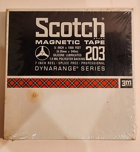 3M Scotch 203 Nastro Bobina Vuoto 7 Pollici 1/4 Pollice x 1800 Ft NOS Leggi Descrizione