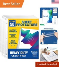 Acid-Free 50 Pack Heavy Duty Clear Page Protectors for Letter Size Documents