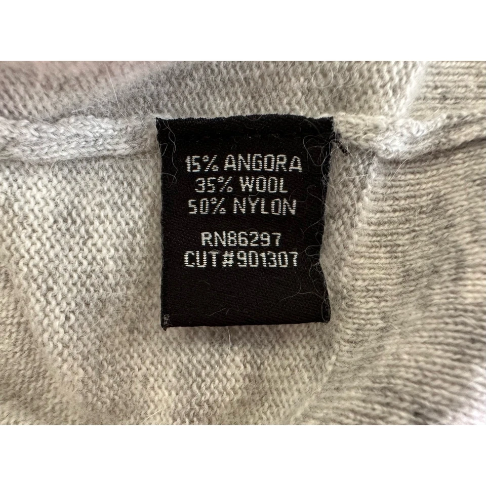 BCBGMaxazria Womens Sweater Large (Small) Heathered Gray Vneck Angora Wood Blend - Image 4 of 4