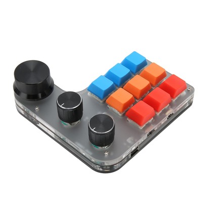 9 Keys Programmable Keyboard With 3 Knobs Support USB BT One Handed Macro Me Fit