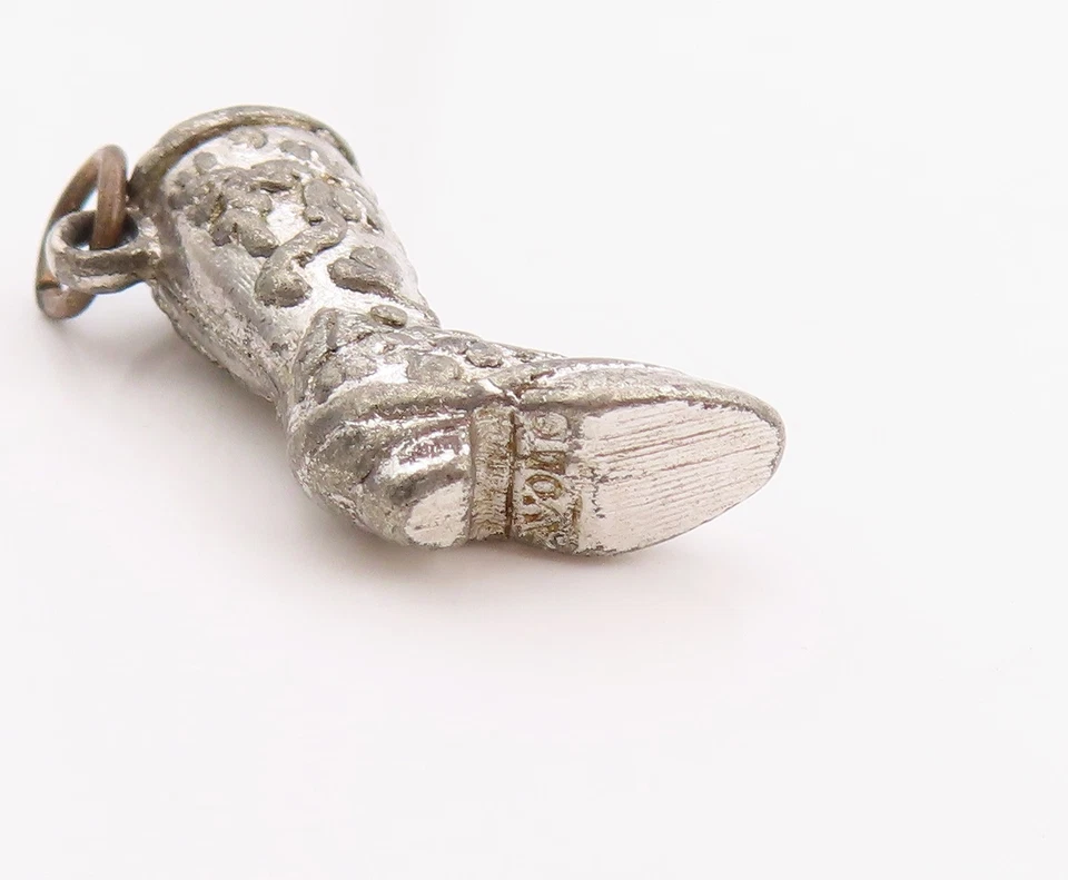 Colgante de plata de ley 925 vintage turquesa floral vaquero bota encanto PT24756 Foto 4 de 4