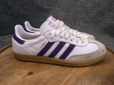 Adidas Originals Samba OG Men Size 9.5 US White Collegiate Purple Leather Shoes