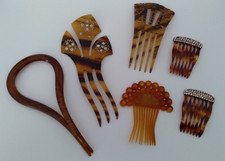 Vintage Lot 6 Faux Tortoiseshell Hair Combs/Slides Various Sizes