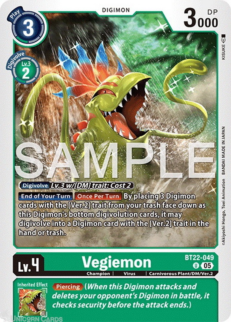 BT22-049 Vegiemon : Uncommon Digimon Card : BT22: Cyber Eden