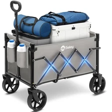 Heavy Duty Wagon with Big Wheels, Foldable Cart with 220LBS Capacity, Utility...