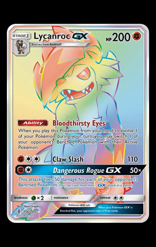 The Pokémon Company Lycanroc GX (Secret Rare) Full Art 156/145 SM Holo English