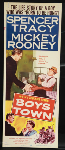 Boys Town 1957 Poster Insert 14 x 36 NSS R57/119 Reissue Mickey Rooney S. Tracy