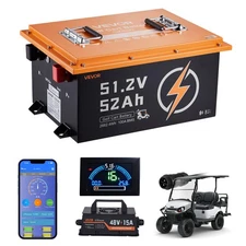 VEVOR 48V 52AH Lithium Golf Cart Battery Lifepo4 Charger Bluetooth APP Display