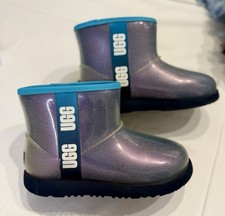 UGG Kids Classic Clear Mini II Waterproof Boot Gradient Blue Lined Youth Size 4