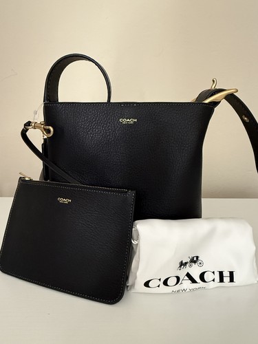 NWT Coach Bleecker 21 Leather Bucket Bag w/ Pouch Dust Bag Black