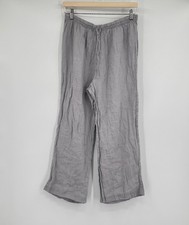 Eileen Fisher Gray Linen Blend Drawstring Waist Cropped Pants Sz M