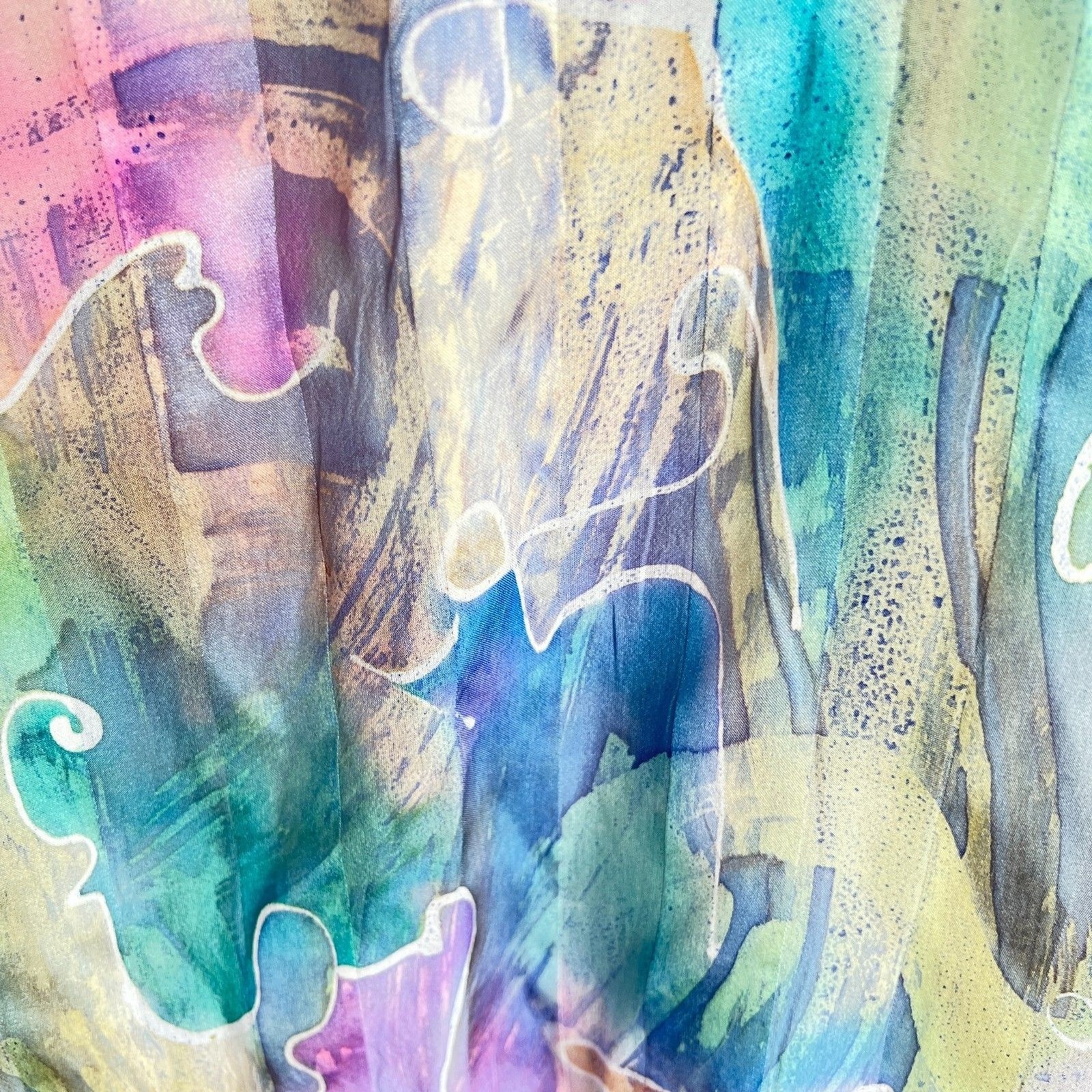 Silk scarf rectangular scarf abstract pattern mul… - image 5