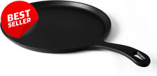 10.5in Cast Iron Round Griddle Preseasoned Pan Induction Campfire Handle Hole -