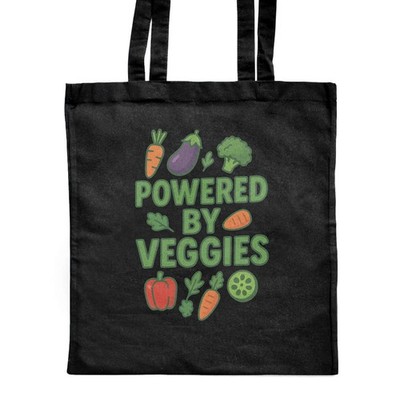 Klassische schwarze Shopper-Tasche 'Powered By Veggies' (ZB00026534)