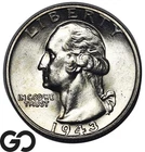 1943 Washington Quarter 25C Silver Coin, Lustrous Gem BU++