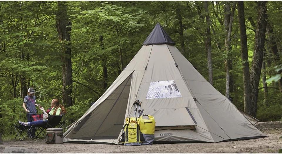 Tienda Tipi Camping para Adultos, Exterior, Impermeable, Familia, 8 Personas, 18' X 18' Foto 2 de 4