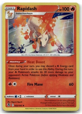Rapidash 022/195 SWSH12: Silver Tempest Holo Rare Pokemon TCG NM