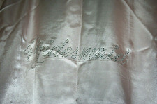 "BRIDESMAID" in Rhinestones Pale Pink Satiny Feel/Short/Tie Robe/Kimono-Used