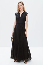 Veronica Beard Black Alina Dress Cotton Eyelet Sleeveless Tassel, Sz 6, Rt. $698