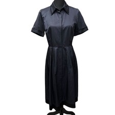 Lavender Label Vera Wang Shirt Dress Pleated Midi Collard Short Sleeve Size 8