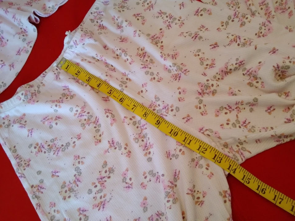 Miss Elaine 2 pc Pajama Pant Set Long Sleeve Size L Floral Pink Soft Cozy - Image 4 of 4