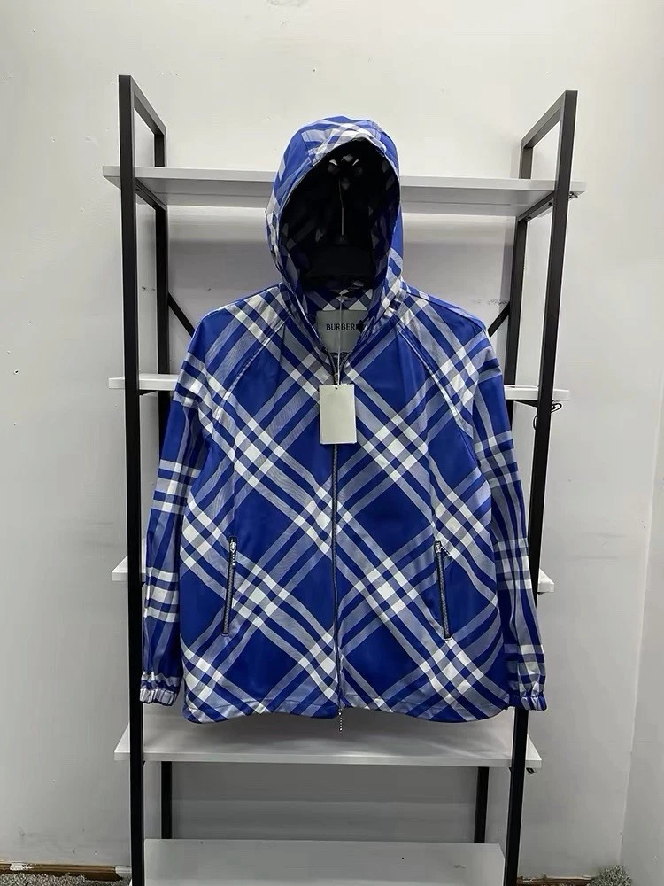 Burberry Jacket Blue Check Hooded (Medium) MSRP $2,350.   image 1