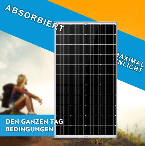 Solar Panel 100W 12V Monocrystalline High-Efficiency Module for RV Marine Home