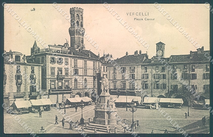 Vercelli Città Piazza Cavour Mercato cartolina JK3866