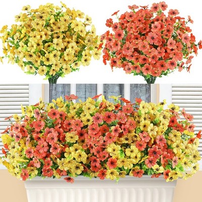 16 Bundles Artificial Flowers for Outdoor Outside Summer Fall Decoration UV R...