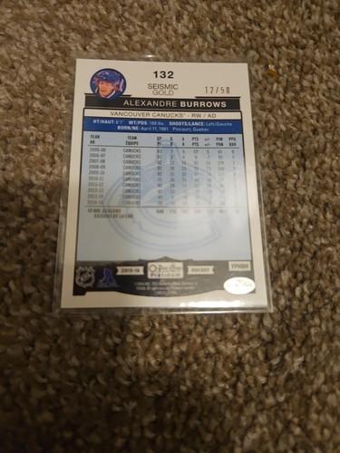 2015-16 O-Pee-Chee Platinum - Alexandre Burrows #132 Seismic Gold /50 - Picture 3 of 3