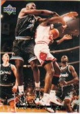 1994 Upper Deck Jordan Rare Air #18 Michael Jordan (Greeted in mid-air by Shaqui
