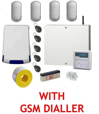 Kabelgebundene Einbruchmeldeanlage PRO Kit, GSM-Wähler. PET PIRs, LCD PROXIMITY Tastatur