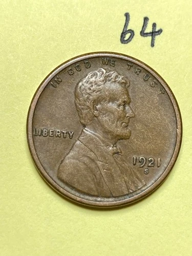 1921-S LINCOLN WHEAT CENT, low mintage, "EXTREMELY FINE" condition coin, #64
