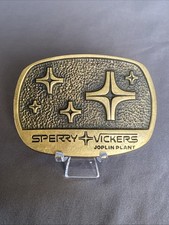 Vintage Brass Belt Buckle Sperry Vickers Hydraulics Joplin Plant '78 Advertising