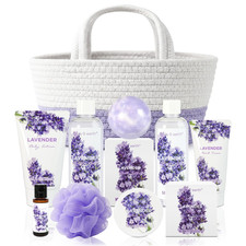 Lavender Spa Gift Basket for Women - 11Pcs Relaxation Set for Her