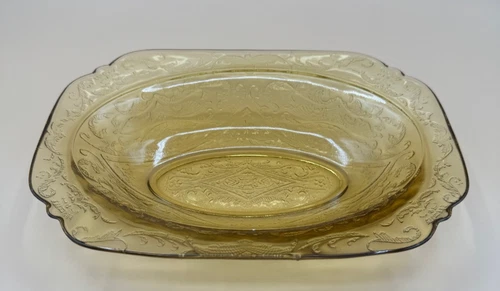 Federal Glass Madrid Amber Depression Glass Oval Serving Bowl Vintage Collectibl