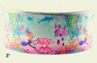 3 INCH ( 1 Yard) Boho Mermaid ocean pearl Grosgrain Ribbon YARDAGE DISCOUNTS****